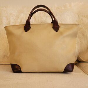 Furla Leather Tote - Cream Leather with "Furla" Logo - Leather Handles/Trim